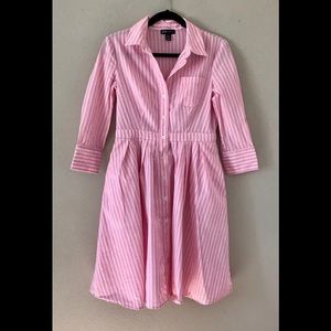 Jones New York pink/white stripe dress POCKETS sz6